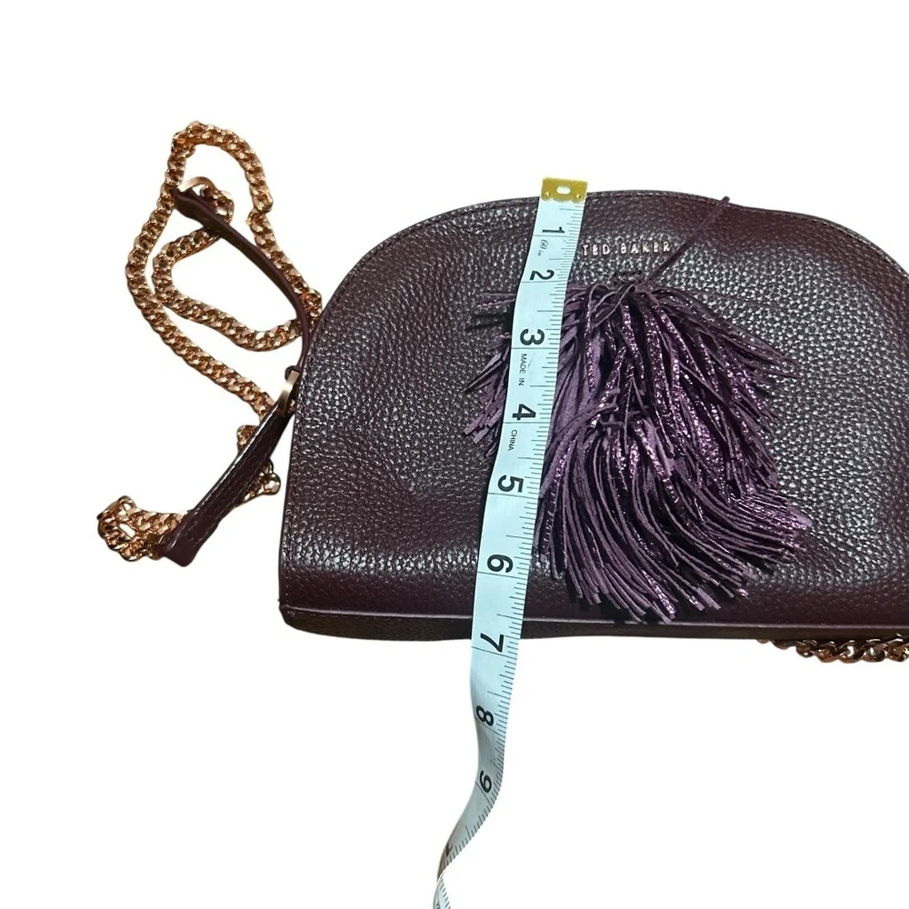 Ted Baker Maaryy Leather Crossbody Wine Burgundy Pom Rose Gold Chain